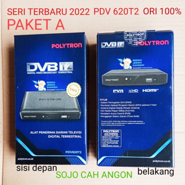 set top box polytron pdv 620t2 stb dvb t2 penerima siaran tv digital - PAKET A 620T2 Murah