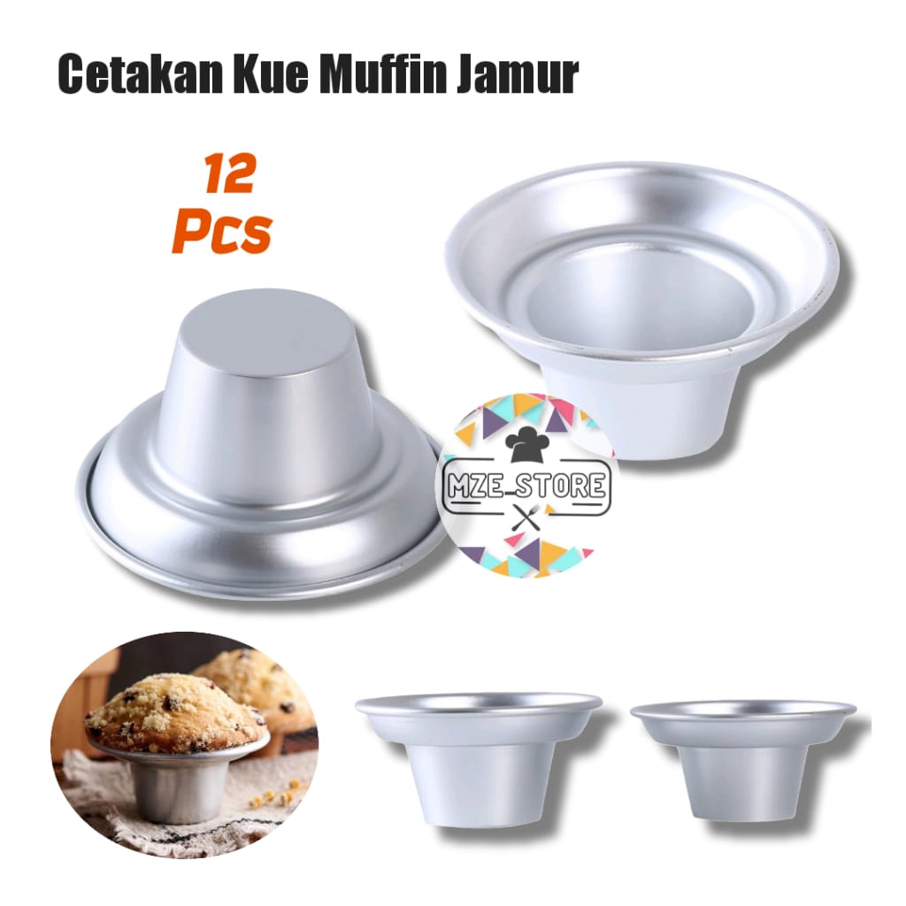 12 Pcs Cetakan Kue Muffin Jamur Size 10cm