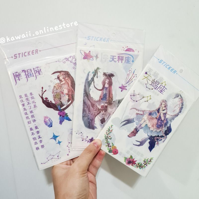 

6 lembar sticker zodiak bintang aesthetic zodiac Journal Scrapbook DIY planner stiker