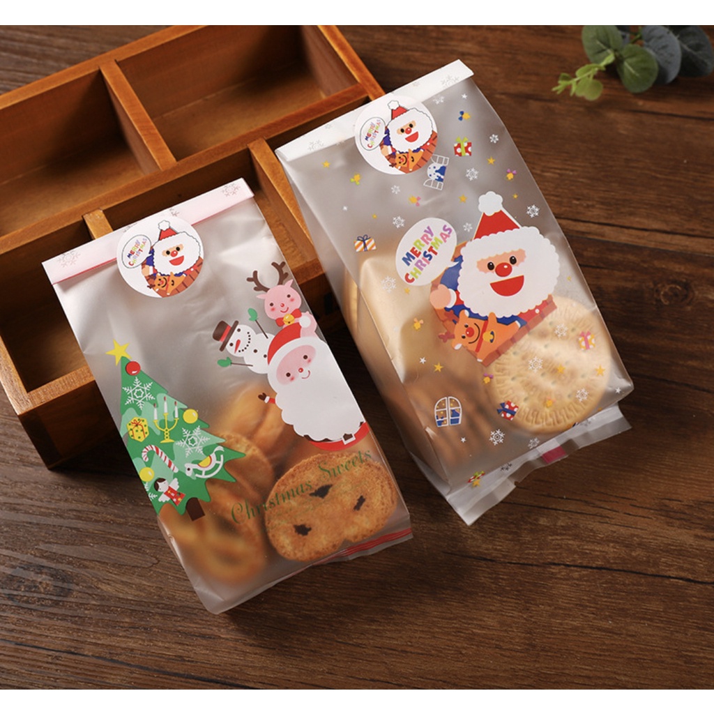 5pcs Kantong Kue Natal Cookies Bag Kantong Kemasan Permen Snack Gusset GL GXXL