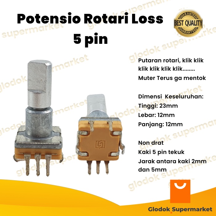 Potensio Rotari Loss 5 pin Rotary Klik Digital Kaki 3-2 Tekuk Putar Terus On Off