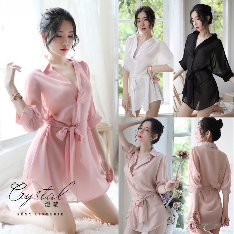 Crystal EVA Lingerie Kemeja Transparan Baju Tidur Kemeja Wanita / Baju Tidur Wanita Dewasa / Baju Dinas Wanita 04