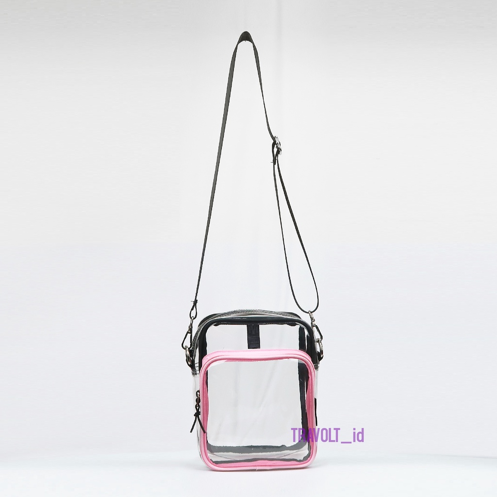 Premium Sling Bag 3 in1 - Travolt - Special Edition BLack-PINK color- Tas PVC Mika tebal - Tas Konser KPOP