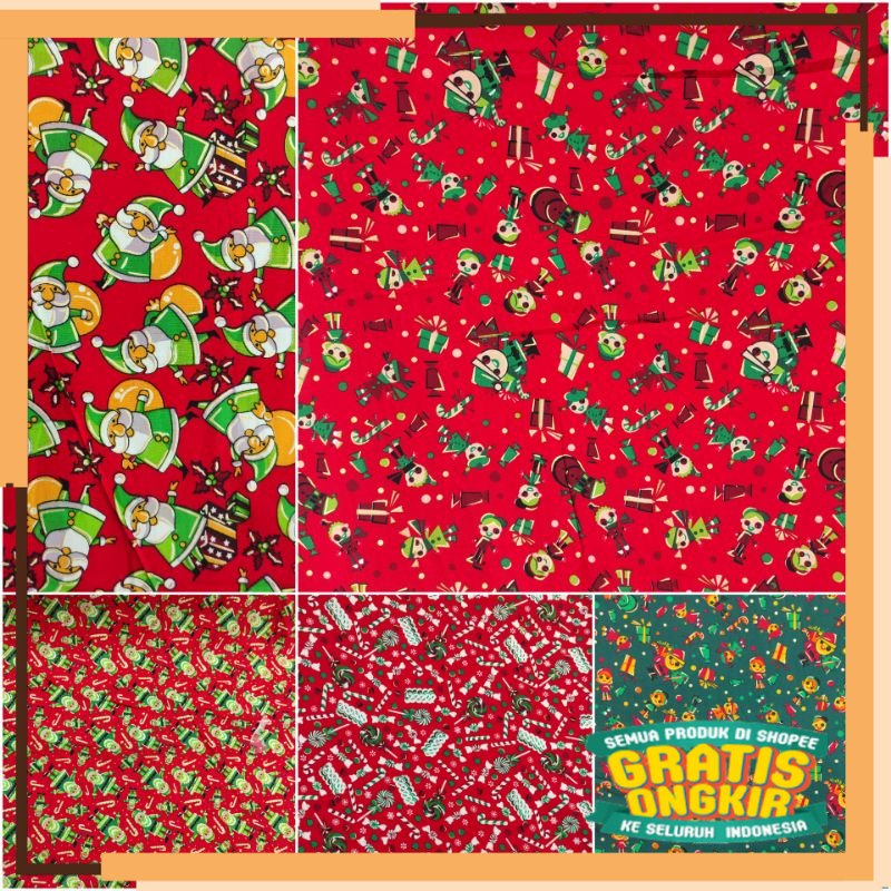 KADO NATAL 2022 Kain Katun Jepang Motif Natal Christmas Sinterklas