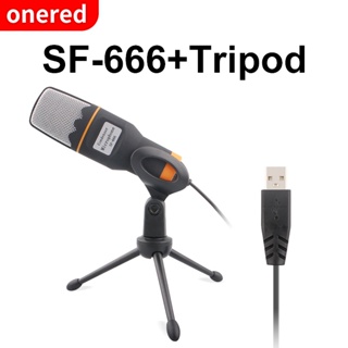 Onered SF666 USBMicrophone berwarna kondensor Tripod Karaoke Stand Condenser Microphone Mic Komputer microfon pc