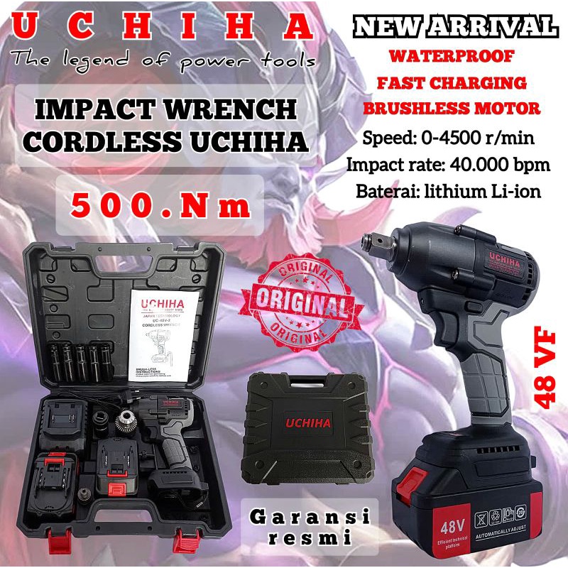Mesin bor pembuka baut baterai cordless UCHIHA 88vf small ban roda mobil CVT motor impact wrench mur