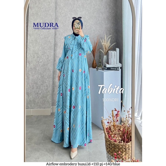 TABITA DRESS GAMIS MOTIF ORI BY MUDRA HIJAB  GAMIS SANTAI MAXY SYARI ORIGINAL