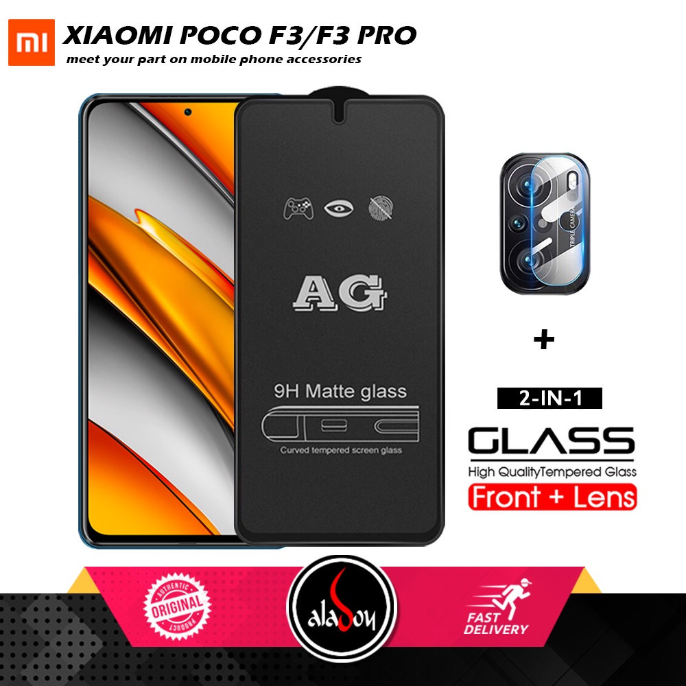 Xiaomi Poco F3/F3 Pro PAKET 2IN1 Tempered Glass Matte Anti Glare Full Layar dan Tempered Glass Kamera