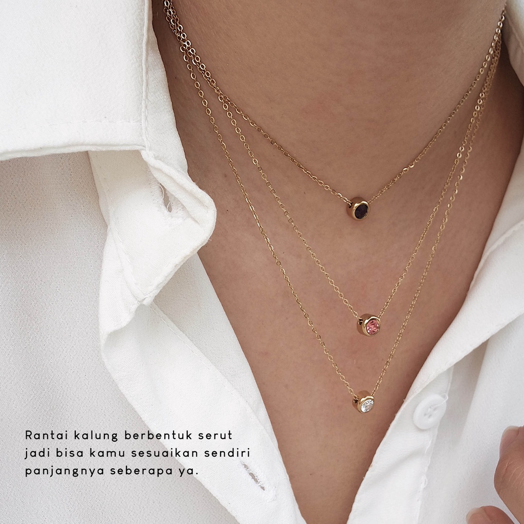 (ANTI KARAT) KALUNG &amp; GELANG BIRTHSTONE - KALUNG SERUT - STAINLESS STEEL