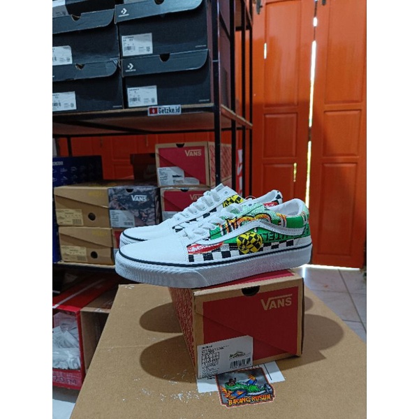 Vans Old Skool Collage Print White Original Resmi Navya