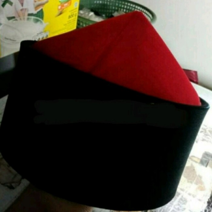 Peci/Songkok/Kopiah mesir bludru merah+hitam - 3
