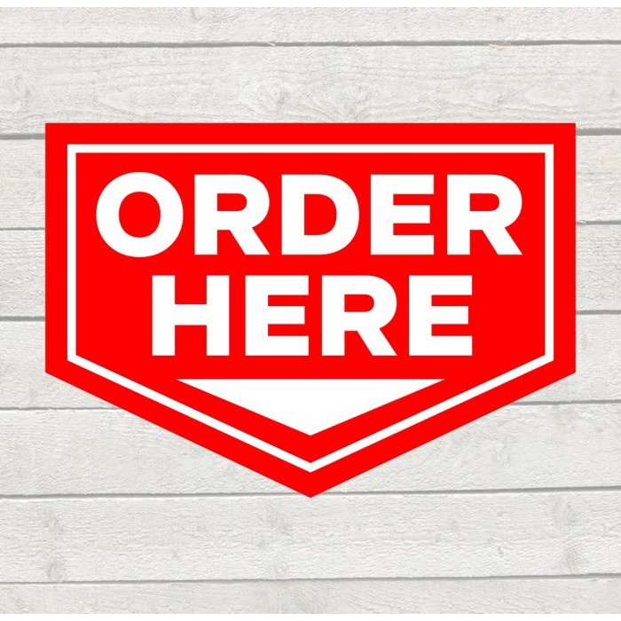 

Stiker Marka Sign Pesan Disini Sticker Order Here 20,5 x 14,5 cm - OrderHere Merah