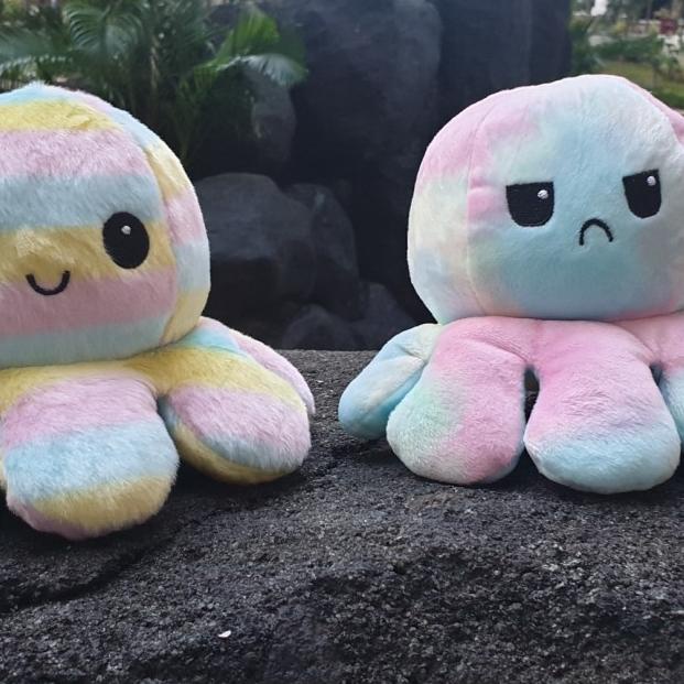 Rainbow Series Boneka Gurita Bolak-Balik Ganti Mood Pelangi - purple rainbow