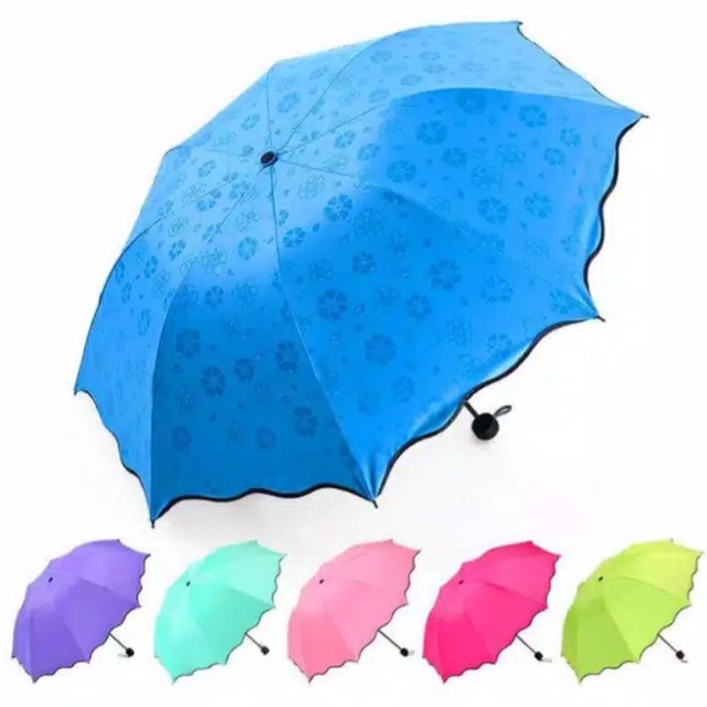 PAYUNG LIPAT 3D / MAGIC UMBRELLA PORTABLE / PAYUNG LIPAT 3 DIMENSI AJAIB HUJAN BASAH ADA MOTIF BUNGA TIMBUL FREE POUCH LUCU / PAYUNG HUJAN ANTI SINAR MATAHARI UV