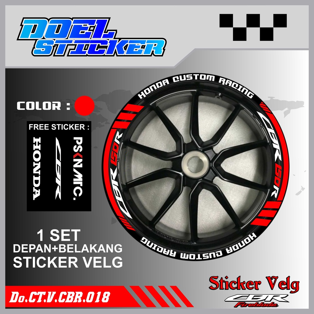 Stiker Cutting Velg CBR 150 Racing Lis List Variasi Custom Set Depan Belakang Doel 018