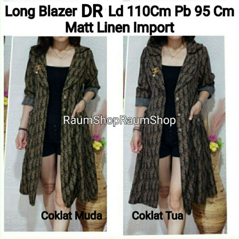 long Blazer Import Wanita Dio Gucc Premium Korean Style Ala Shella Saukia Bahan Katun Linen Bangkok 