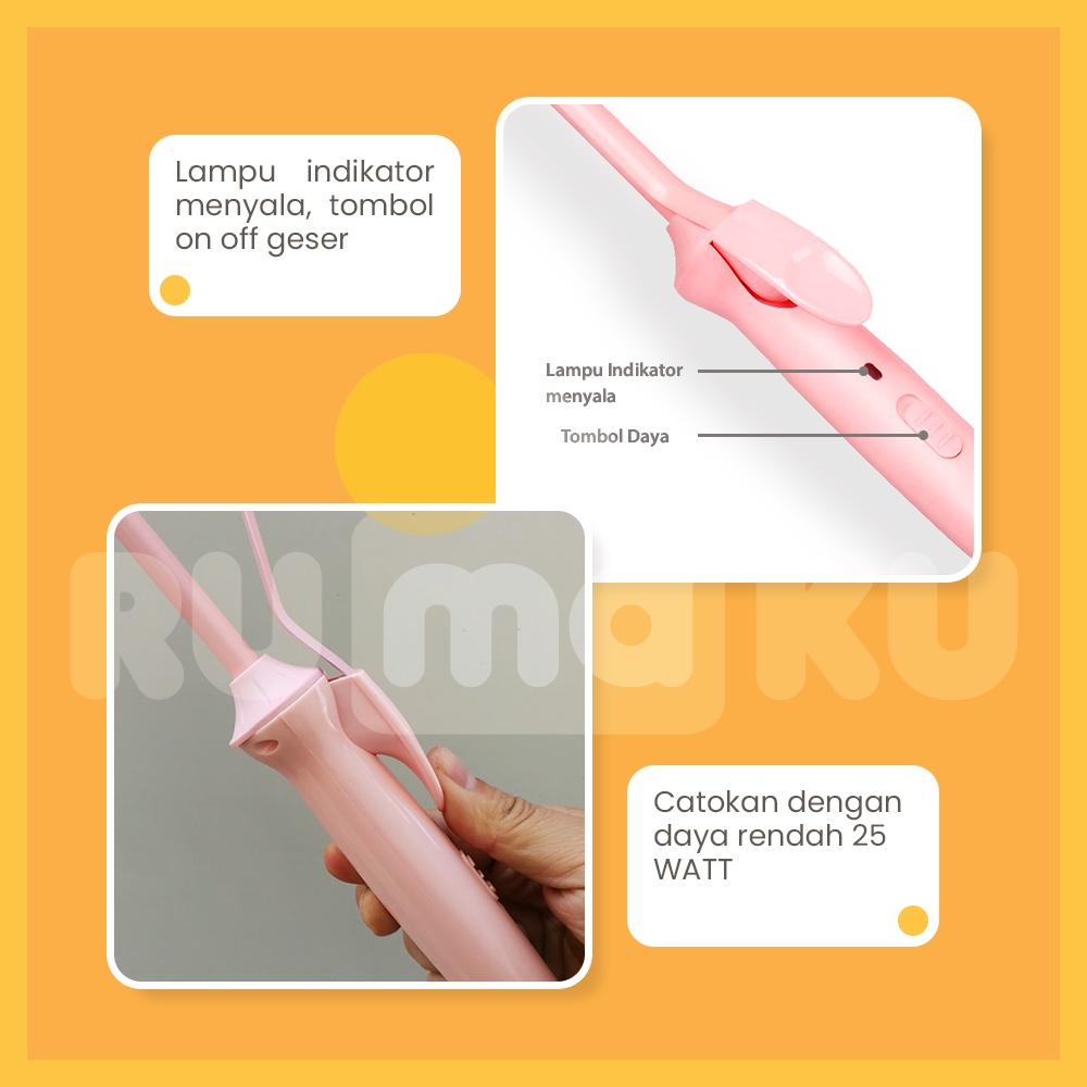 Rumaku Alat Pengeriting Rambut Otomatis Bahan Keramik Spiral Hair Curler Alat Catokan Rambut Premium Quality