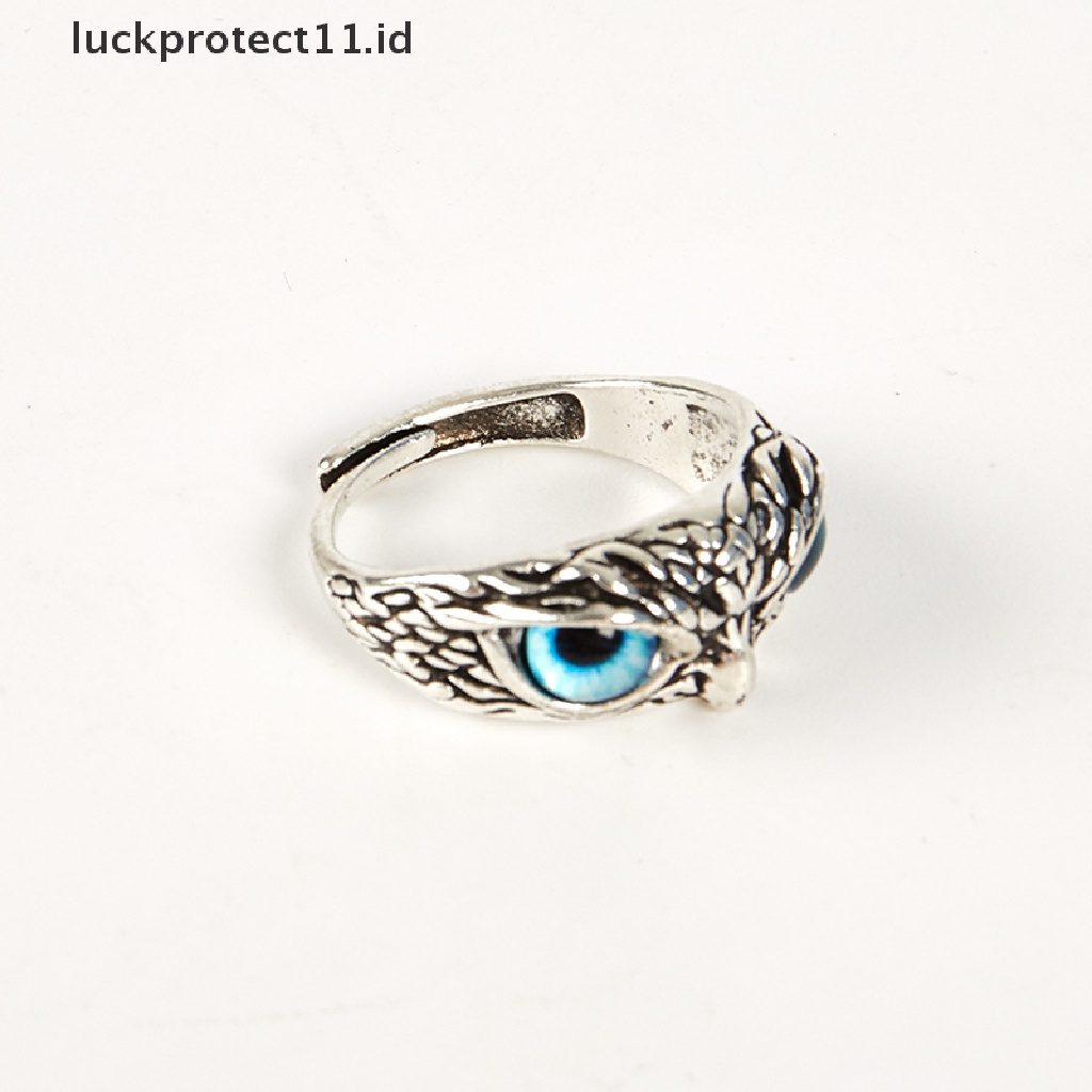 Cincin Bentuk Burung Hantu Warna Silver Gaya Vintage Untuk Pria Dan Wanita