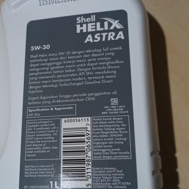 OLI Shell Helix Astra 5W-30 API SN +