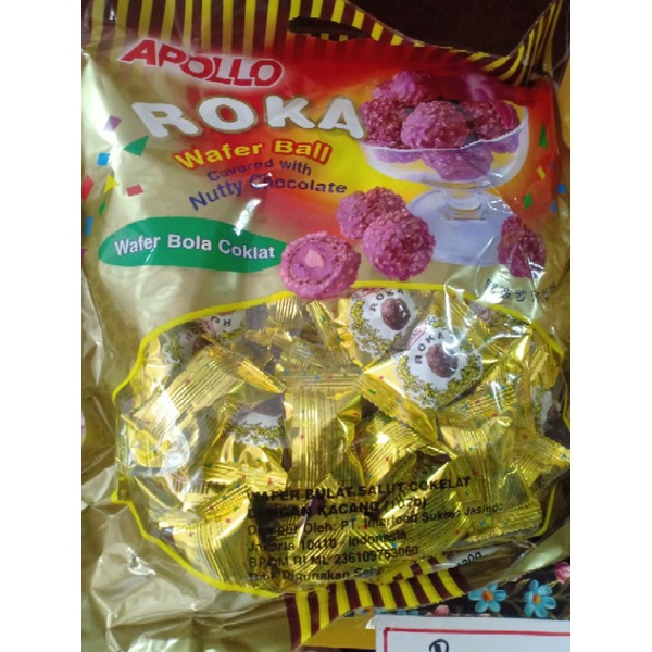 

Apollo Roka Wafer Coklat Ball 480gr Isi 80pcs