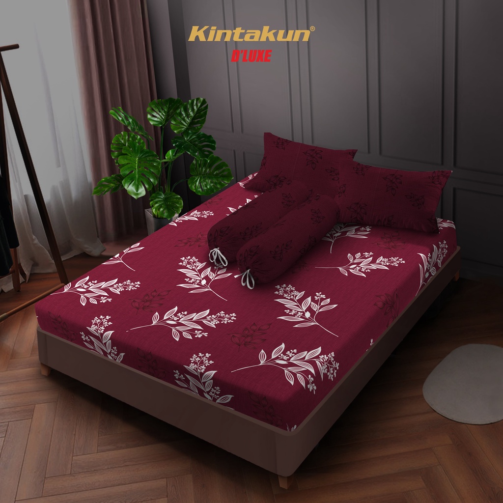 Kintakun Sprei Flat 160 / 180 / 200 Alisa Bunga Dluxe Microtex 20cm Merah