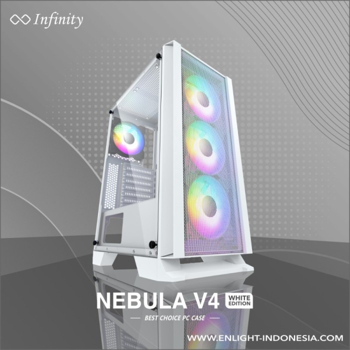 PC Case Gaming Infinity Nebula V4 Putih Tempered Glass