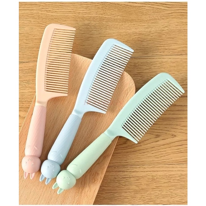 SISIR RAMBUT GAGANG 22CM HAIR COMB SILIKA MOTIF KARTUN KELINCI LUCU ANAK DEWASA CANTIK