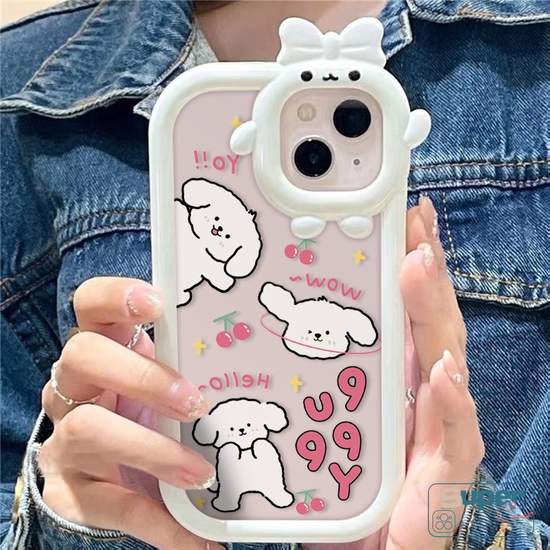 3d Bow-knot Little Monster Lensa Kartun Puppy Dog Case Samsung A14 A13 A04 A12 A04E A32 A03 A53 A52 A73 A23 A22 A02s A50 A03s A04s A51 A52s A50s A21s A71 A11 A33 M32 F2 M11 M12