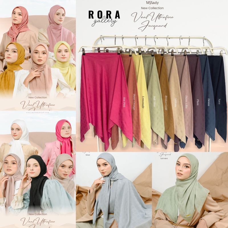Mylady VOAL PLAIN ULTRAFINE JACQUARD | HIJAB VOAL SEGI EMPAT | KERUDUNG POLOS MOTIF JACQUARD | JILBA
