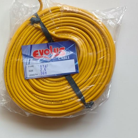 KABEL LISTRIK / KABEL NYAF 1 X 2.5 MM Tunggal Serabut 50 Meter - Kuning