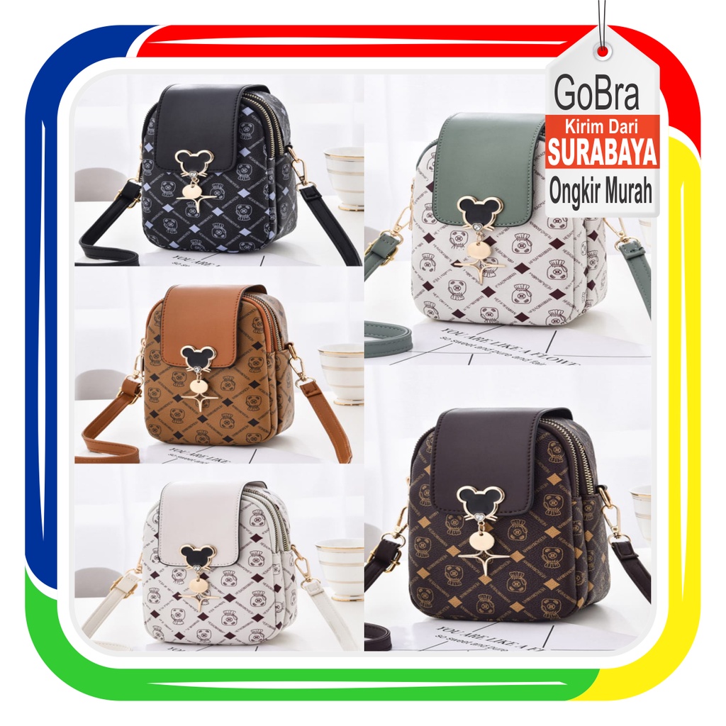 Gobra ♕ TW014 Tas Selempang Wanita Motif Mickey Minnie Simple Mini Tas Bahu Import Murah