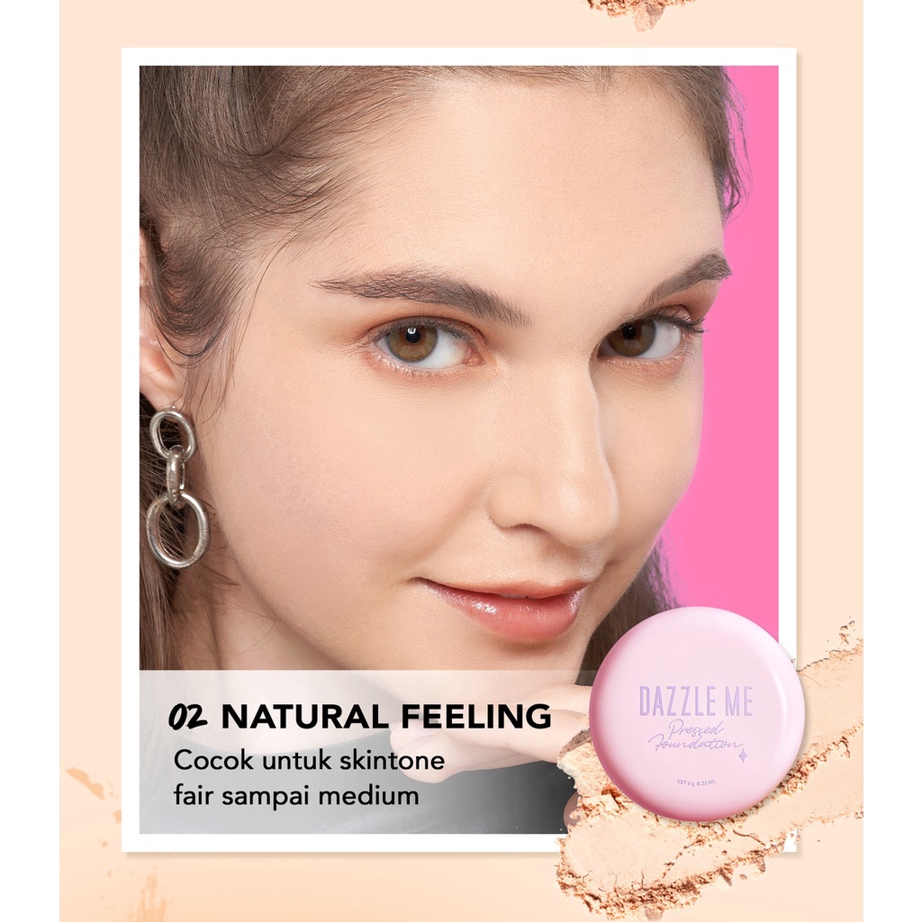 DAZZLE ME Muse Pressed Foundation | Long Lasting Filter Like Blurring Matte Compact Powder Oil-control Bedak Padat