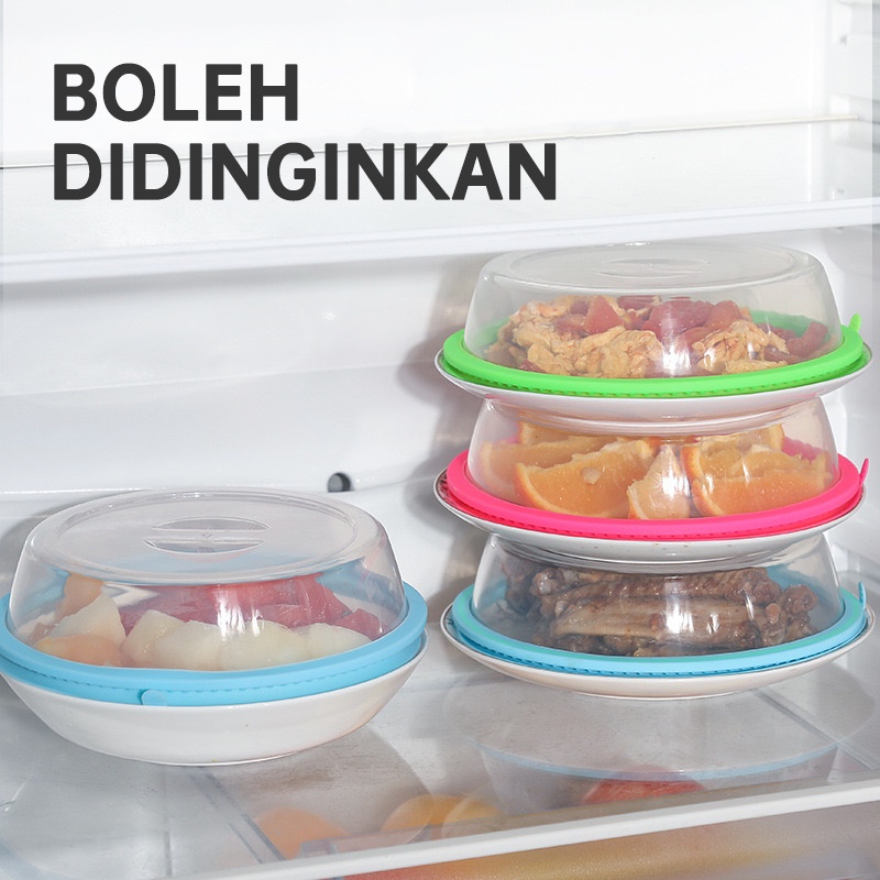 Penutup Piring Makanan Microwave Silikon /  Penutup Piring Mangkok Tudung Saji Plastik / Penutup Wadah Makanan /  Penutup Piring Makanan Kedap Udara Tutup Tudung Makanan Kulkas Cover