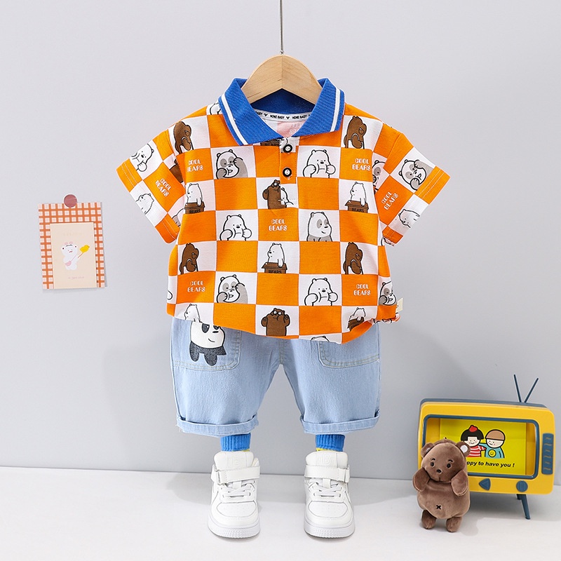 LittleAaron SET WE BEAR EBV Setelan Bayi Laki-laki Lengan Pendek
