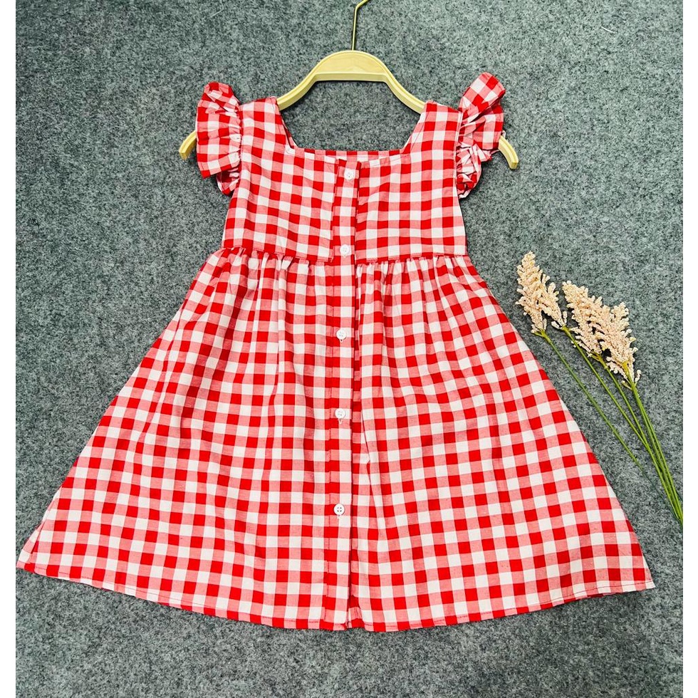 Jimmedy.id - Dress Anak Perempuan Pola Kotak Bahan Katun Untuk Usia 3-7 Tahun