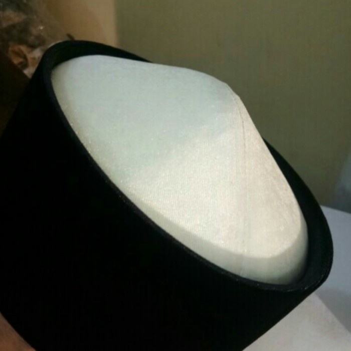 Peci/Songkok/Kopiah mesir bludru putih+hitam - 3