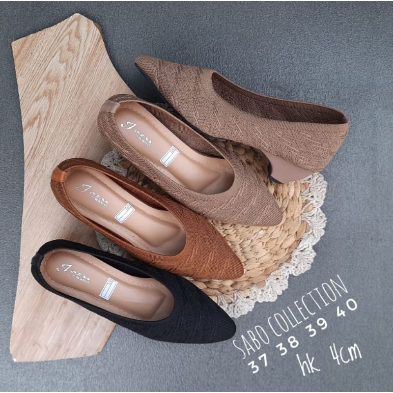 Flatshoes Rajut Import Hak 4cm / Sepatu Kantor Wanita Vision Martin