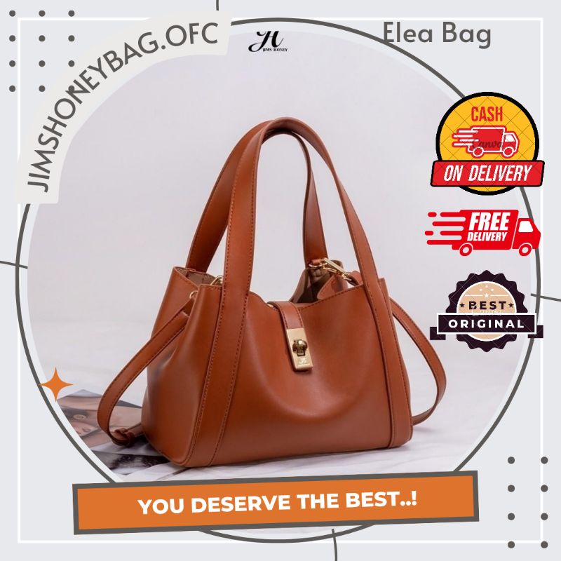 TAS SELEMPANG TENTENG SLING HAND BAG KULIT WANITA BESAR KERJA SIMPLE ELEGAN IMPORT ELEA BAG JIMS HON