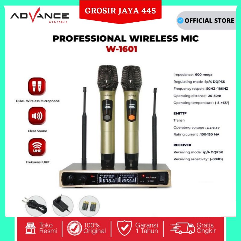 ADVANCE W 1061 W1061 Dual Mic Wireless Profesional Microphone + amplifier MIK  wireless