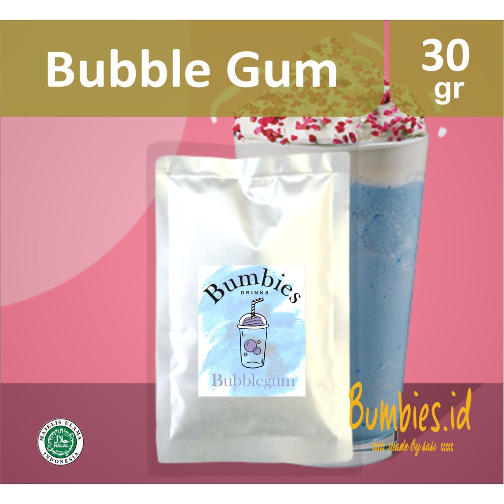 Bubuk Minuman Rasa Permen Karet 30gr | Powder Drink  Bubble Gum | Serbuk Minuman | Bubuk Minuman Aneka Rasa
