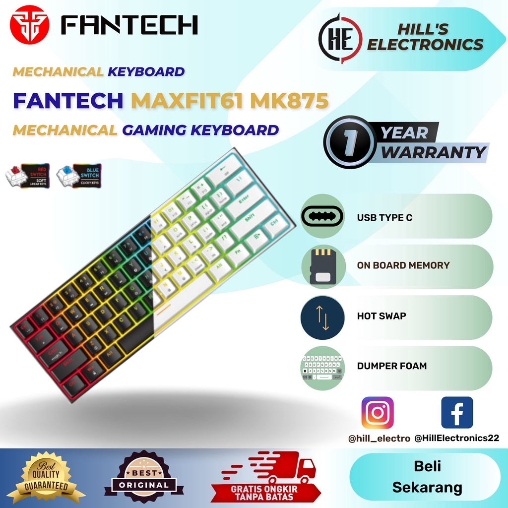 Jual Fantech Maxfit Mechanical Keyboard Mk Gaming Keyboard Red Switch Shopee Indonesia