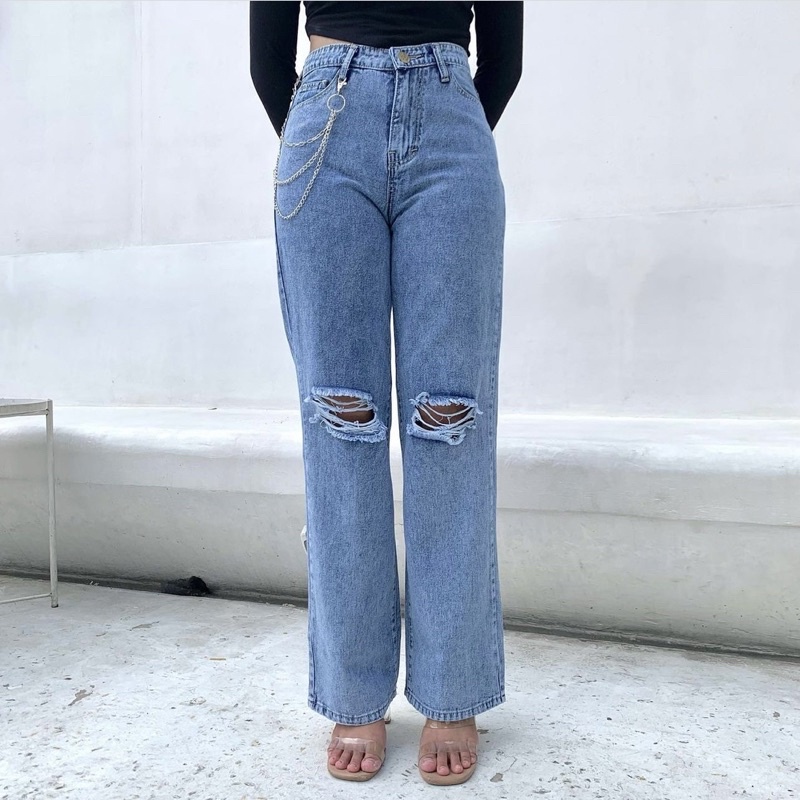 CHAIN RIPPED JEANS 96