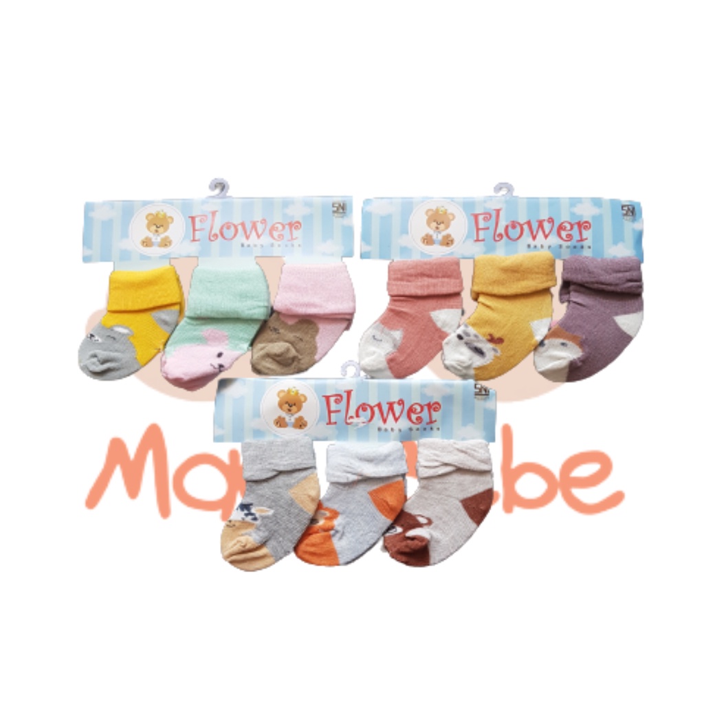 Flower Baby Socks Kaos Kaki Bayi Isi 3 Pasang