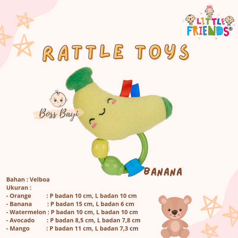 LITTLE FRIENDS Rattle Toys Fruits / Mainan Genggam Bayi Anak Bentuk Buah