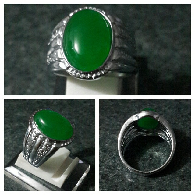 Cincin pria batu giok oval cina