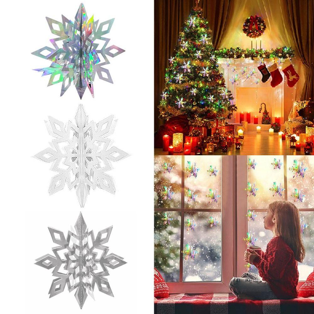 Preva 15PCS 3D Artifisial Snowflake Tahun Baru Gantung Dekorasi Natal Palsu Snow Decor