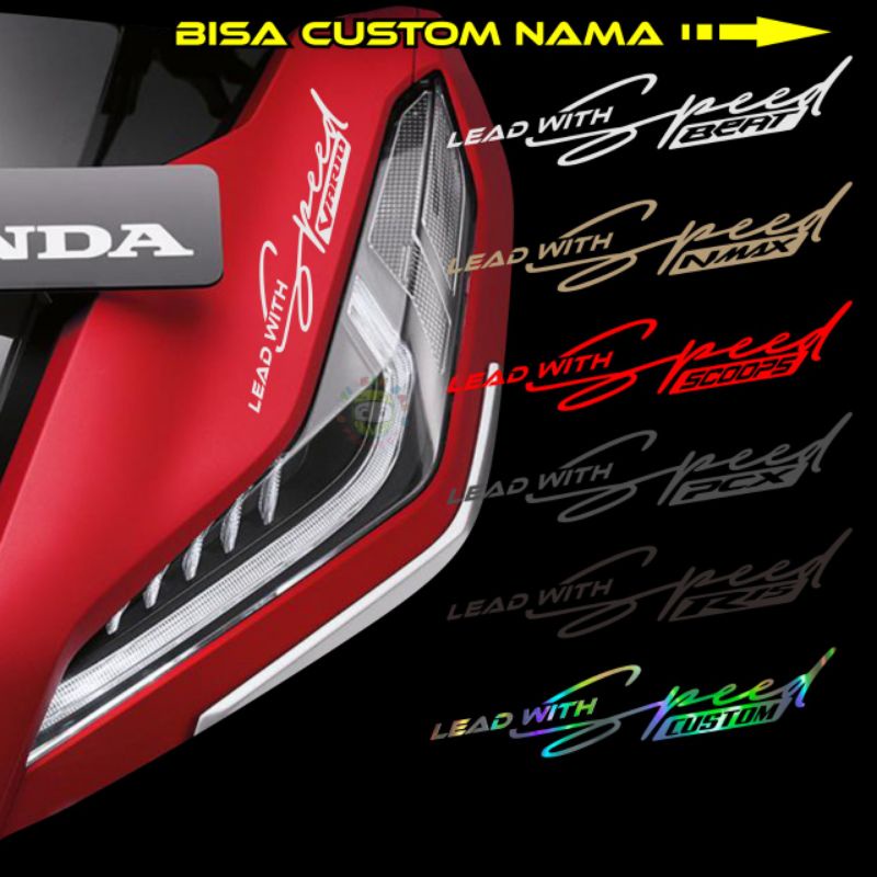 Sticker lead with speed all motor Stiker CUSTOM NAMA variasi Cutting stickerr 1pcs