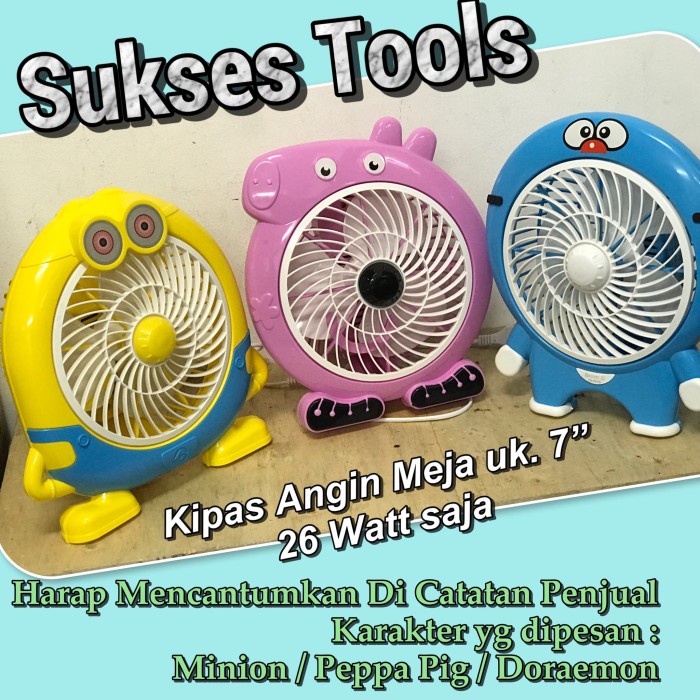 kipas angin Kipas Angin Meja Karakter Mini Fan Desk Fan uk. 7” 26 Watt - Pink Peppa Pig(Y8K2) kipas 