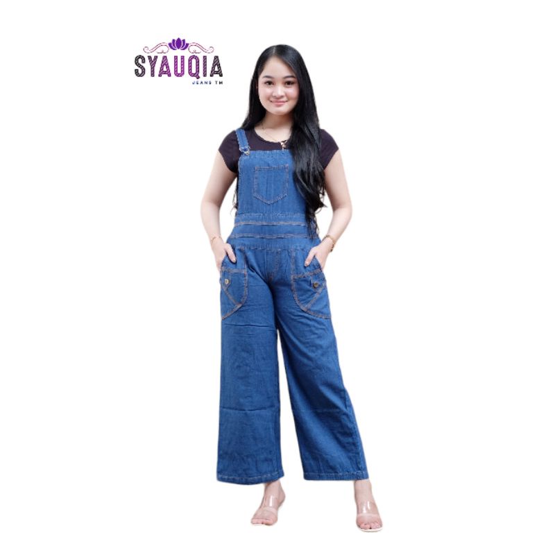Syauqia - Kulot Overall Dewasa, Overall Jeans Wanita, Kulot Panjang Wanita, Celana Kulot Wanita, Tem