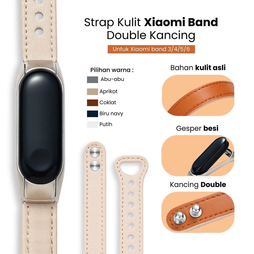 Xiaomi Miband 3 4 5 6 Leather Strap Miband Tali Kulit